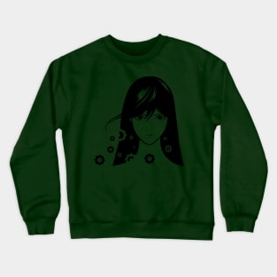 b w comic characters design art flowers girl Crewneck Sweatshirt